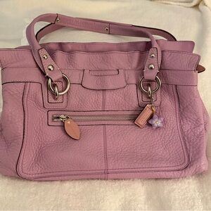 Coach Pink Lilac Pebbled Leather Tote with Charm